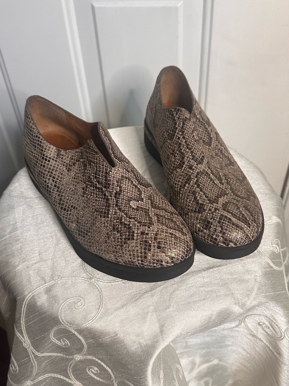 gentle souls Snake Print Slip-On Sneakers in Brown
